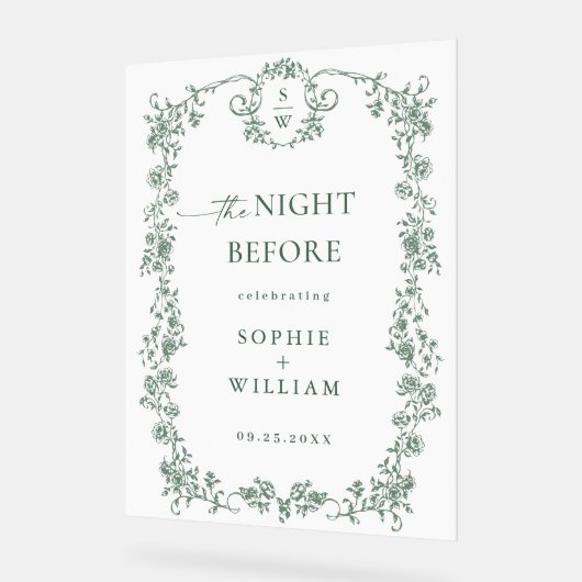 Victoriaans  Bloemenrepetitie Diner Welkom Acryl Bord (Hoek)