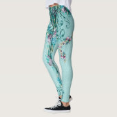 Victoriaans bloemenrol elegant blauwgroen paarse r leggings (Links)