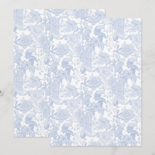 Victoriaans Bloementoilet in Wedgewood Blauw op Wi Kaart (Voorkant / Achterkant)