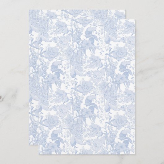 Victoriaans Bloementoilet in Wedgewood Blauw Save The Date (Voorkant / Achterkant)