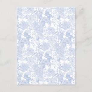 Victoriaans Bloementoilet in Wedgewood Blauw Uitnodiging Briefkaart