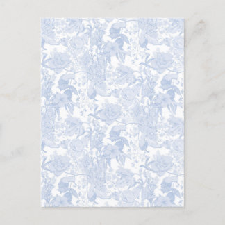 Victoriaans Bloementoilet in Wedgewood Blauw Uitnodiging Briefkaart