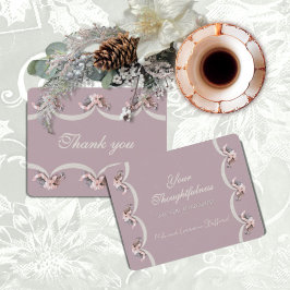 Victoriaans Bloemenwandtapijt in Roos Dank u Bedankkaart