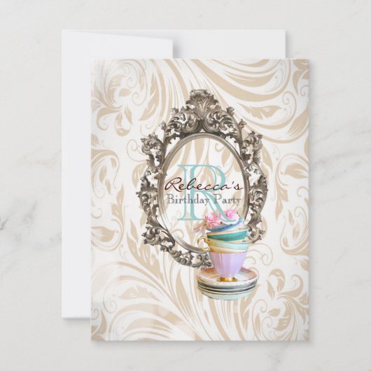 Victoriaans bloemetjeskoek engelse theekopie kaart (Voorkant)