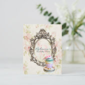 Victoriaans bloemetjeskoek engelse theekopie kaart (Staand voorkant)