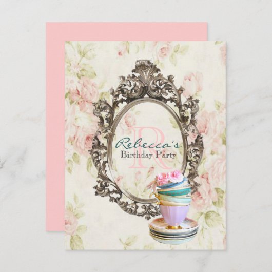 Victoriaans bloemetjeskoek engelse theekopie kaart (Voorkant / Achterkant)
