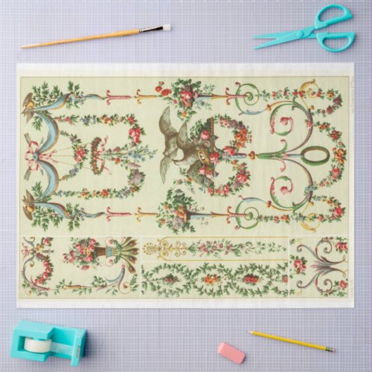 Victoriaans bloemgrenzenontkoppelpapier tissuepapier (Craft)