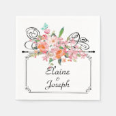 Victoriaans bloemhangend bord trouw wit zwart  servet (Voorkant)