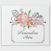 Victoriaans bloemig hangend teken bruiloft roze wi cadeaupapier (Vlak)