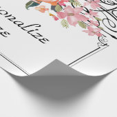 Victoriaans bloemig hangend teken bruiloft roze wi cadeaupapier (Hoek)