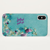 Victoriaans bloemig roos elegant blauwgroen paarse Case-Mate iPhone case (Achterkant (horizontaal))