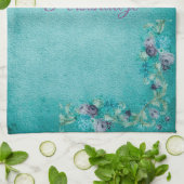 Victoriaans bloemig roos elegant blauwgroen paarse theedoek (Gevouwen)