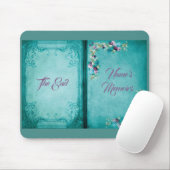 Victoriaans bloemig roos Elegant open boek blauwgr Muismat (Met muis)