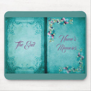 Victoriaans bloemig roos Elegant open boek blauwgr Muismat