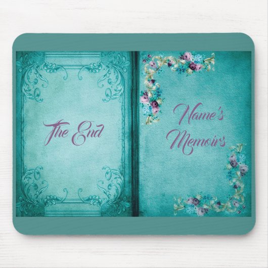 Victoriaans bloemig roos Elegant open boek blauwgr Muismat (Voorkant)