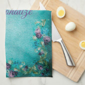 Victoriaans bloemige elegante scroll blauwgroen pa theedoek (Quarter Fold)