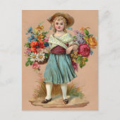 Victoriaans bloemmeisje briefkaart (Voorkant)