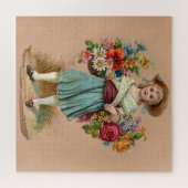 Victoriaans bloemmeisje legpuzzel (Horizontaal)