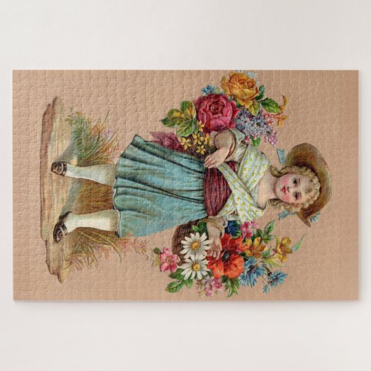 Victoriaans bloemmeisje legpuzzel (Horizontaal)