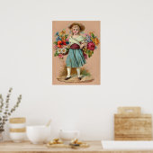 Victoriaans bloemmeisje poster (Keuken)