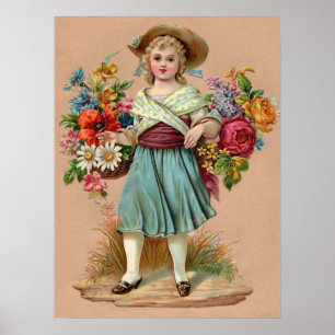 Victoriaans bloemmeisje poster