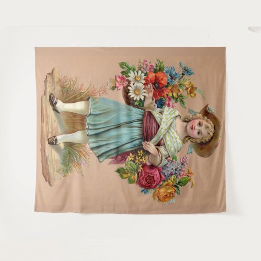 Victoriaans bloemmeisje wandkleed (Voorkant (horizontaal))