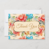 Victoriaans  bloemmotief Dank u Bedankkaart (Voorkant)