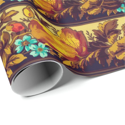 Victoriaans  bloemmotief Elegant bruin Cadeaupapier (Rol Hoek)