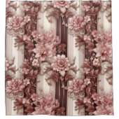  Victoriaans bloemmotief in Dusty Pink Douchegordijn (Voorkant)