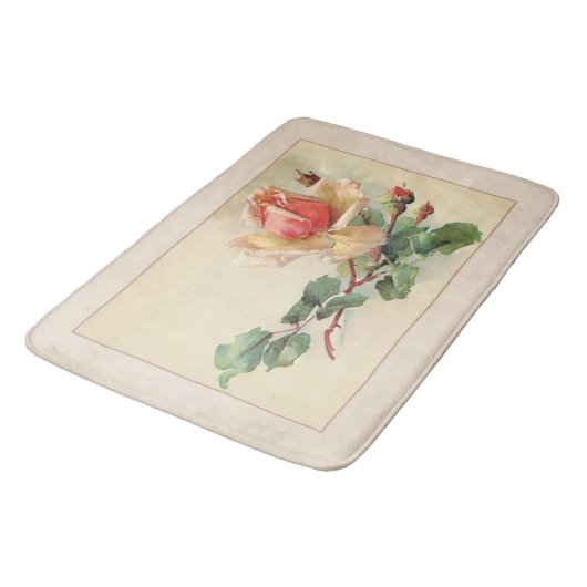 Victoriaans bloempastel perzik Rozen Badmat (Gekanteld)