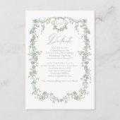 Victoriaans Bloemsalie Groene Foto Franse bruiloft Informatiekaartje (Voorkant)