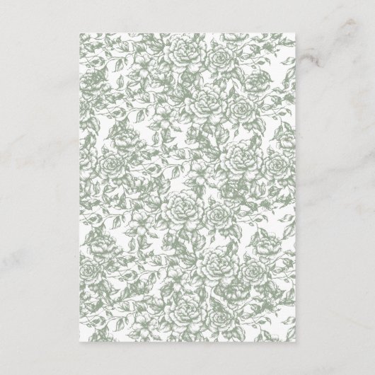 Victoriaans Bloemsalie Groene Foto Franse bruiloft Informatiekaartje (Achterkant)