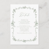 Victoriaans Bloemsalie Groene Foto Franse bruiloft Informatiekaartje (Voorkant)