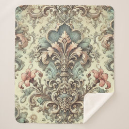 Victoriaans Bloemschaafpatroon Sherpa Deken