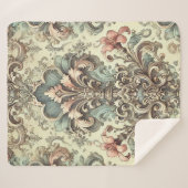 Victoriaans Bloemschaafpatroon Sherpa Deken (Voorkant (horizontaal))