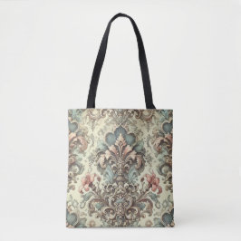 Victoriaans Bloemschaafpatroon Tote Bag