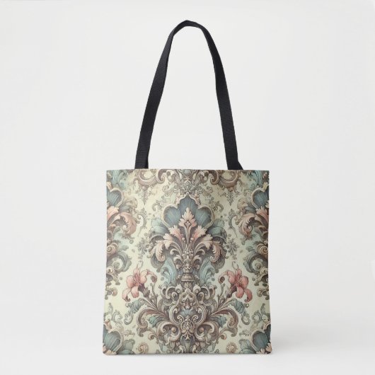 Victoriaans Bloemschaafpatroon Tote Bag (Voorkant)
