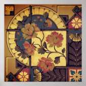 Victoriaans bloemsierkunst en ambachten rood blauw poster (Voorkant)