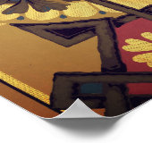 Victoriaans bloemsierkunst en ambachten rood blauw poster (Hoek)