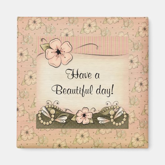 Victoriaans bloesems parels koelkast magneet (Voorkant)