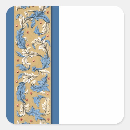 Victoriaans Blue Pattern Sticker Sjabloon (Voorkant)