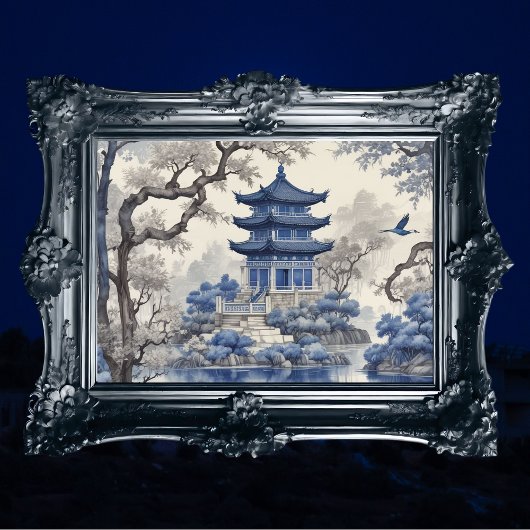 Victoriaans Blue Sapphire Willow Decoupage Print Tissuepapier