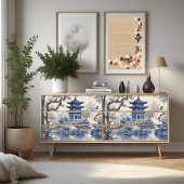 Victoriaans Blue Sapphire Willow Decoupage Print Tissuepapier