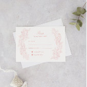 Victoriaans Blush Pink Wedding RSVP Kaart