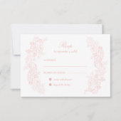 Victoriaans Blush Pink Wedding RSVP Kaart (Voorkant)
