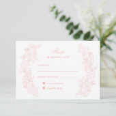 Victoriaans Blush Pink Wedding RSVP Kaart (Staand voorkant)