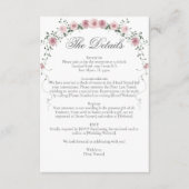 Victoriaans Blush Roze Bloemen Wijnstok Wedding De Informatiekaartje (Voorkant)
