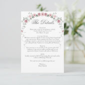 Victoriaans Blush Roze Bloemen Wijnstok Wedding De Informatiekaartje (Staand voorkant)