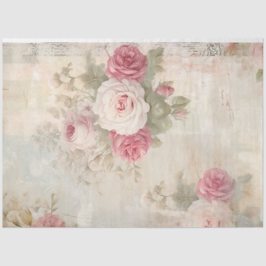  Victoriaans blush rozen shabby chic retro Tissuepapier (Voorkant)