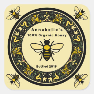 Victoriaans Boarder Honey Label Square